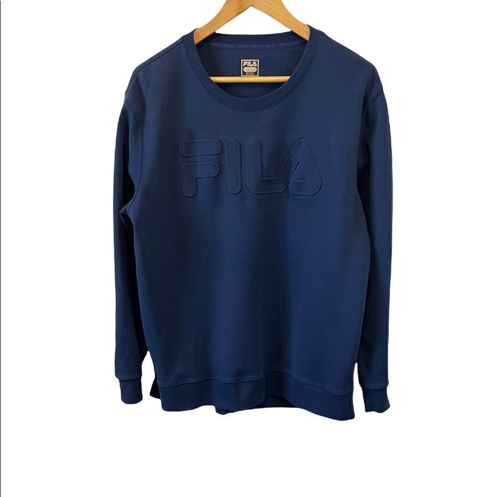 FILA Navy Graphic Loose Fit Pullover Jersey Knit Sweatshirt XL